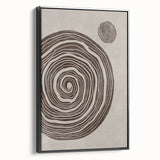 Mid Century Modern Art - Retro Minimalist Spiral Design in Brown Tones