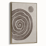 Mid Century Modern Art - Retro Minimalist Spiral Design in Brown Tones