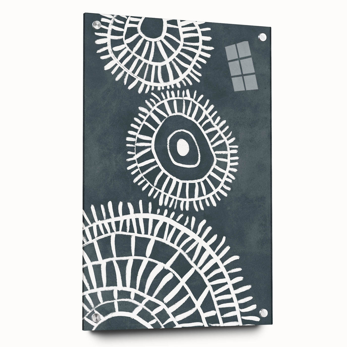 Mid Century Modern Art | Abstract Geometric Wall Decor | Teal & White Print