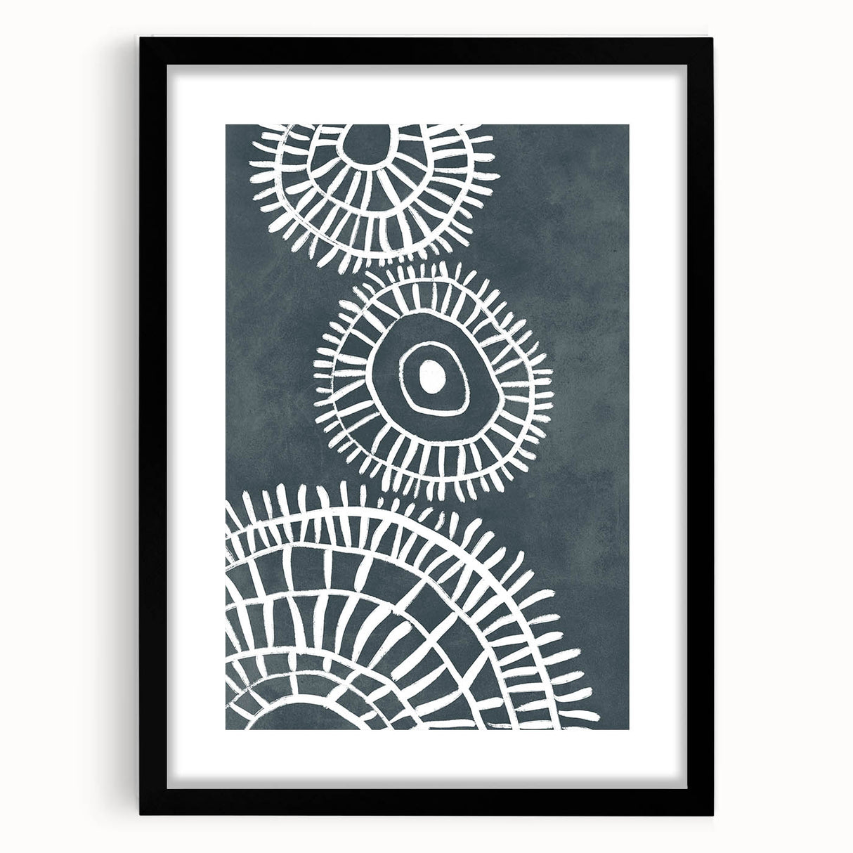 Mid Century Modern Art | Abstract Geometric Wall Decor | Teal & White Print