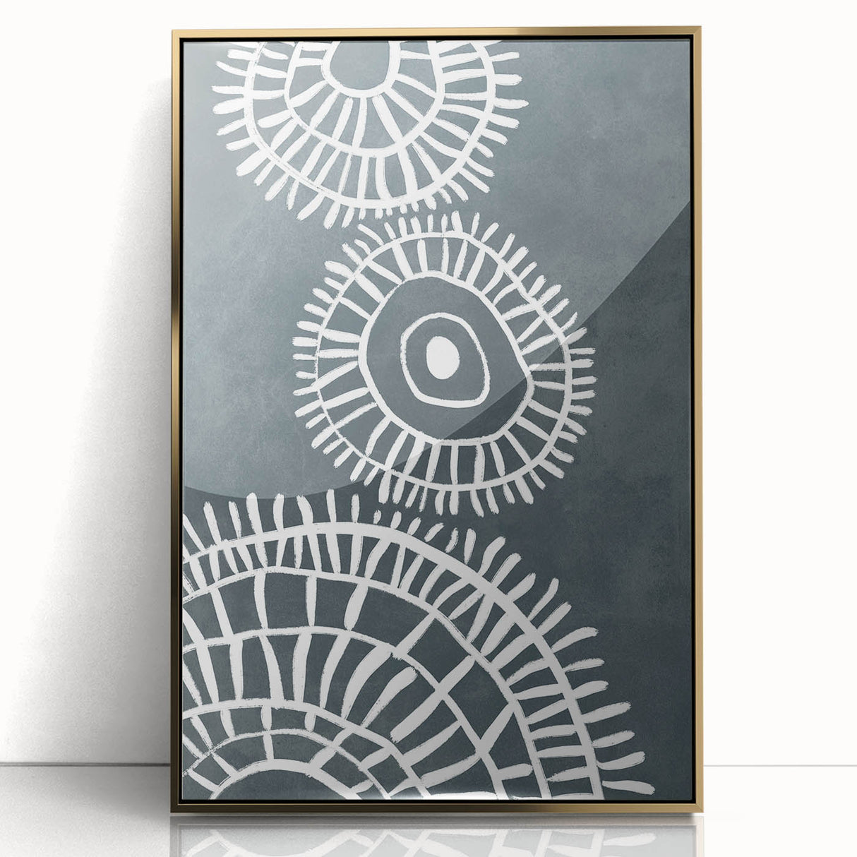 Mid Century Modern Art | Abstract Geometric Wall Decor | Teal & White Print