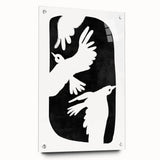 Mid Century Modern Art – Retro Abstract Bird Wall Decor in Black & White