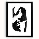 Mid Century Modern Art – Retro Abstract Bird Wall Decor in Black & White