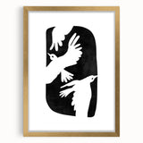 Mid Century Modern Art – Retro Abstract Bird Wall Decor in Black & White