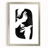Mid Century Modern Art – Retro Abstract Bird Wall Decor in Black & White