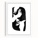Mid Century Modern Art – Retro Abstract Bird Wall Decor in Black & White