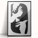 Mid Century Modern Art – Retro Abstract Bird Wall Decor in Black & White