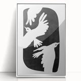 Mid Century Modern Art – Retro Abstract Bird Wall Decor in Black & White