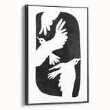 Mid Century Modern Art – Retro Abstract Bird Wall Decor in Black & White