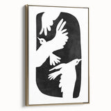 Mid Century Modern Art – Retro Abstract Bird Wall Decor in Black & White
