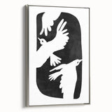 Mid Century Modern Art – Retro Abstract Bird Wall Decor in Black & White