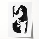 Mid Century Modern Art – Retro Abstract Bird Wall Decor in Black & White