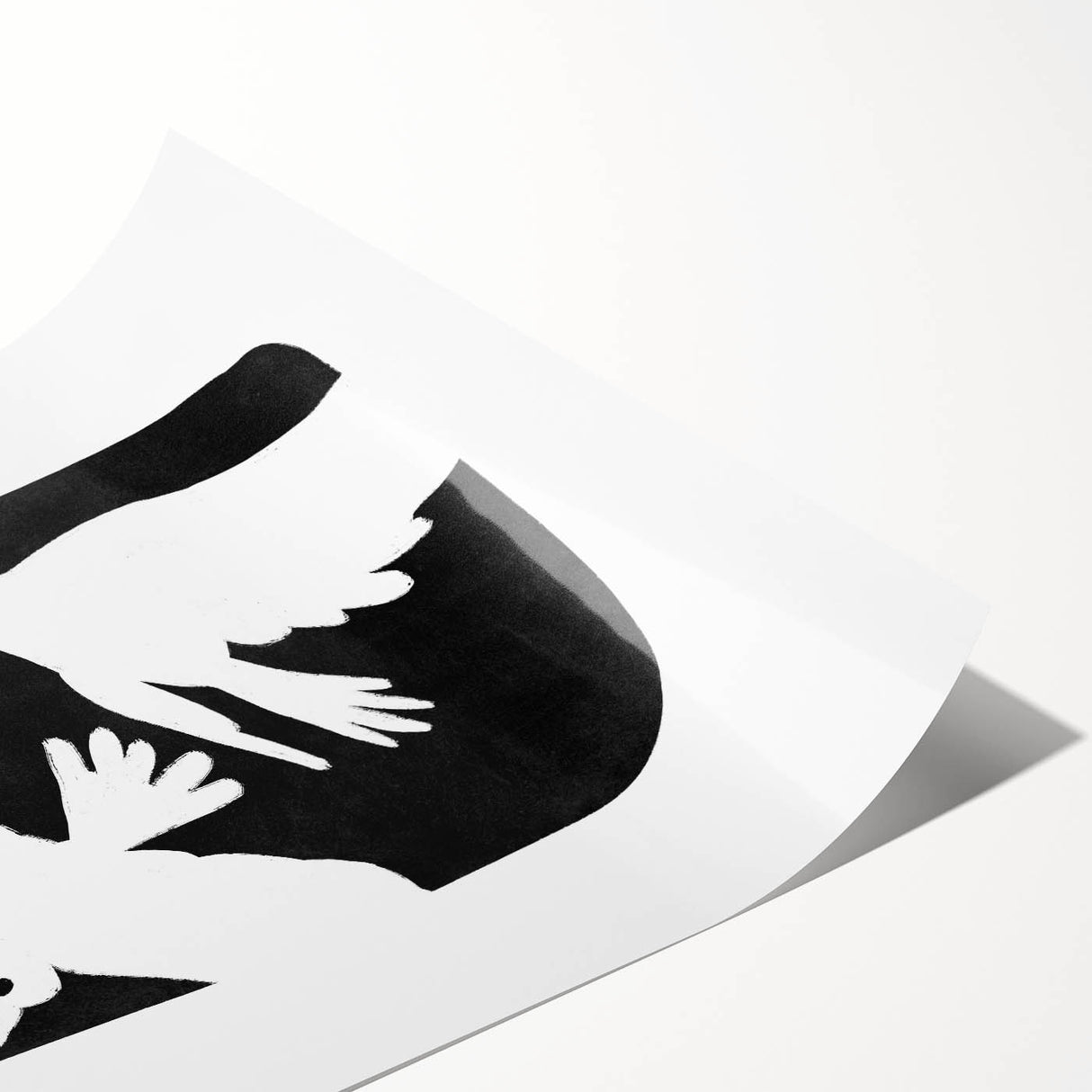 Mid Century Modern Art – Retro Abstract Bird Wall Decor in Black & White