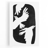 Mid Century Modern Art – Retro Abstract Bird Wall Decor in Black & White