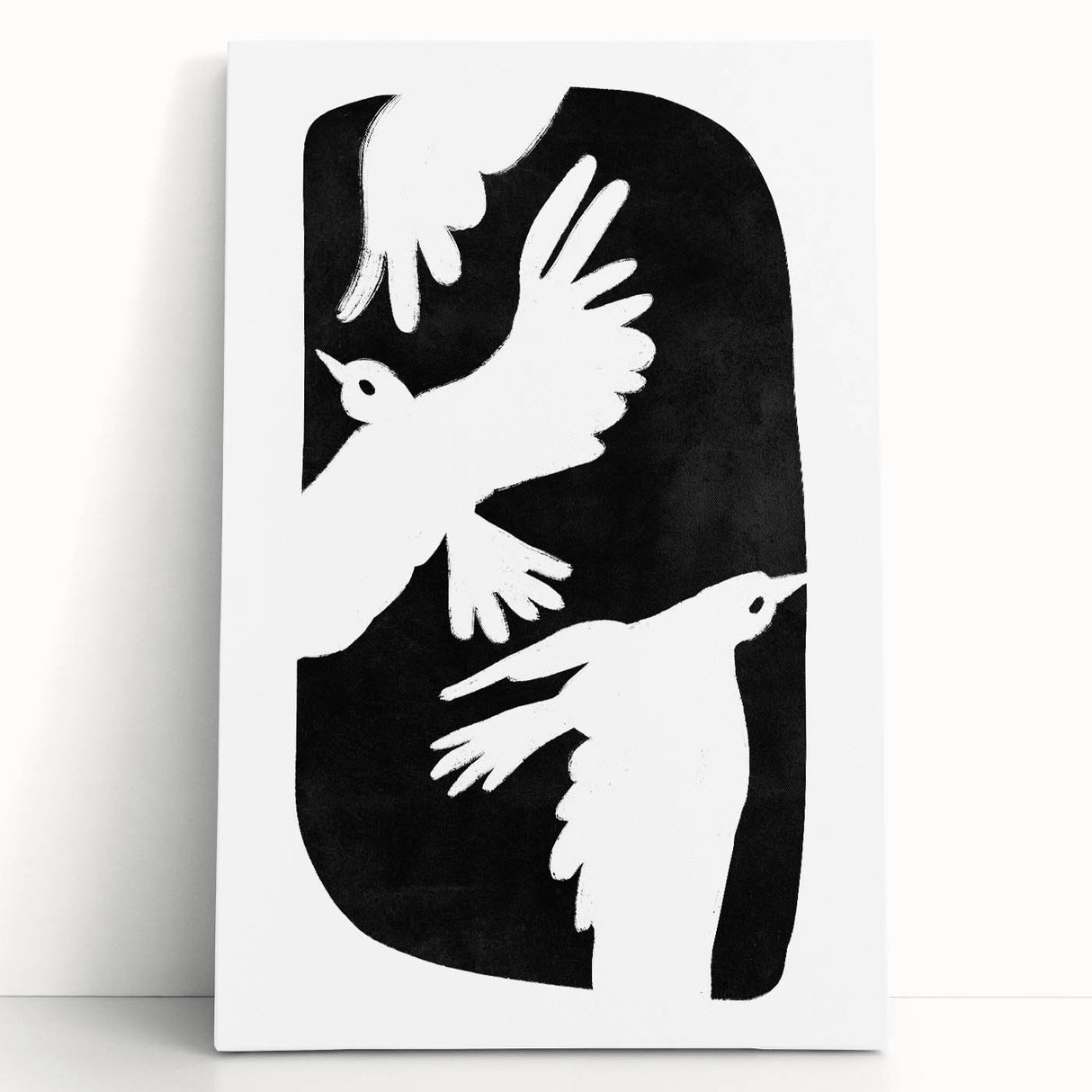 Mid Century Modern Art – Retro Abstract Bird Wall Decor in Black & White