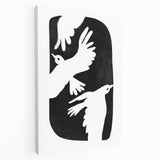 Mid Century Modern Art – Retro Abstract Bird Wall Decor in Black & White