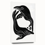 Mid Century Modern Art – Retro Abstract Fish Wall Decor in Black & White