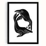 Mid Century Modern Art – Retro Abstract Fish Wall Decor in Black & White