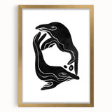 Mid Century Modern Art – Retro Abstract Fish Wall Decor in Black & White