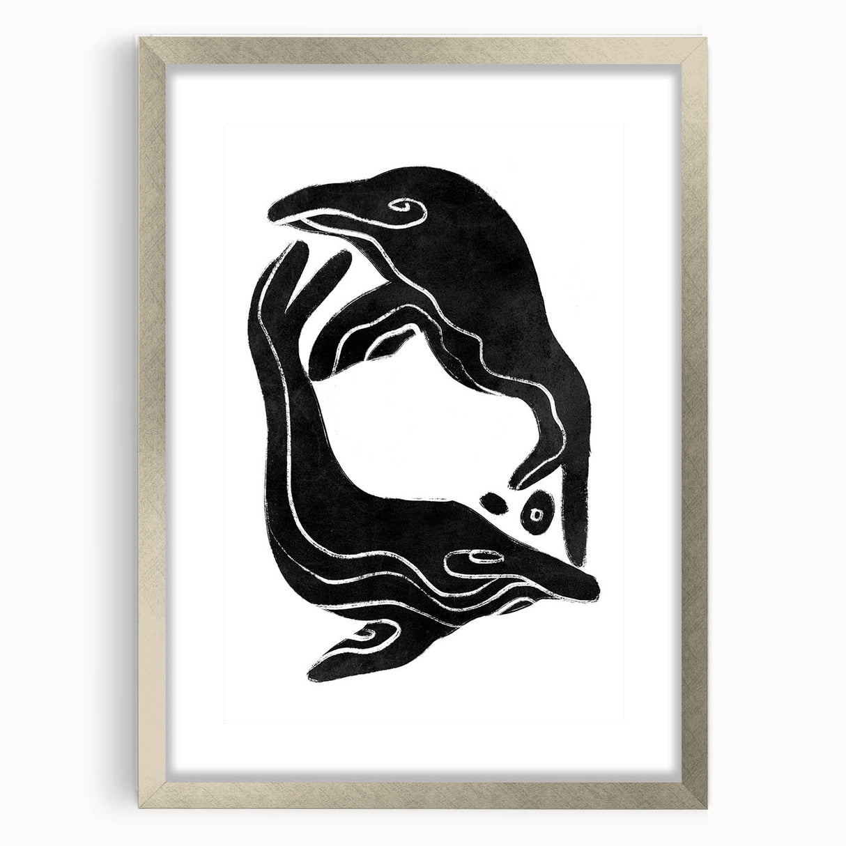 Mid Century Modern Art – Retro Abstract Fish Wall Decor in Black & White