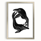 Mid Century Modern Art – Retro Abstract Fish Wall Decor in Black & White