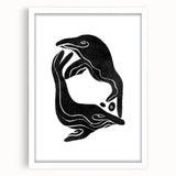Mid Century Modern Art – Retro Abstract Fish Wall Decor in Black & White