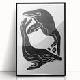 Mid Century Modern Art – Retro Abstract Fish Wall Decor in Black & White