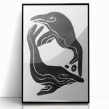 Mid Century Modern Art – Retro Abstract Fish Wall Decor in Black & White