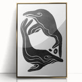 Mid Century Modern Art – Retro Abstract Fish Wall Decor in Black & White