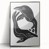 Mid Century Modern Art – Retro Abstract Fish Wall Decor in Black & White