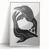 Mid Century Modern Art – Retro Abstract Fish Wall Decor in Black & White
