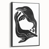 Mid Century Modern Art – Retro Abstract Fish Wall Decor in Black & White