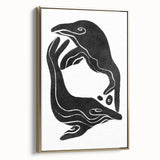 Mid Century Modern Art – Retro Abstract Fish Wall Decor in Black & White