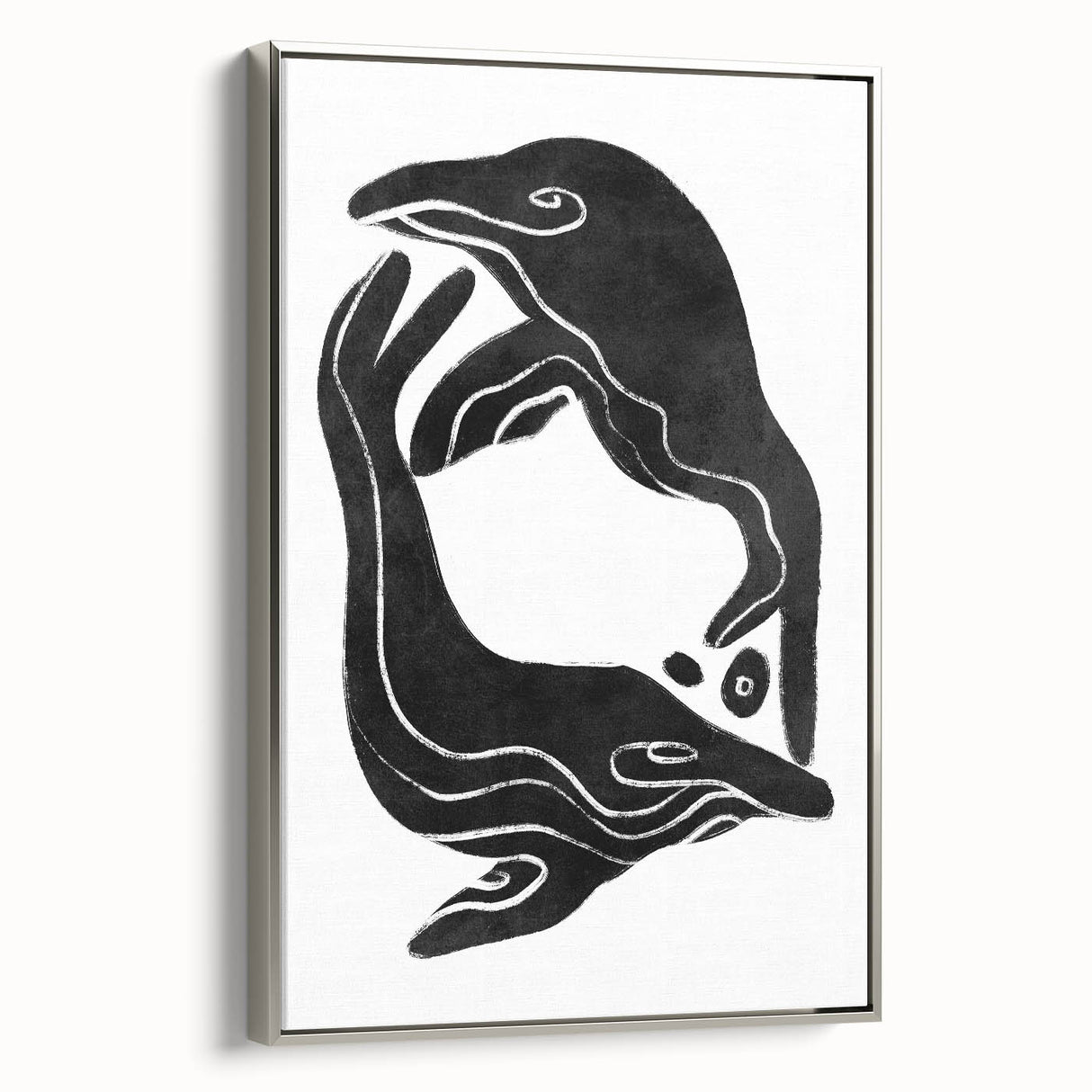 Mid Century Modern Art – Retro Abstract Fish Wall Decor in Black & White