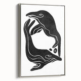 Mid Century Modern Art – Retro Abstract Fish Wall Decor in Black & White