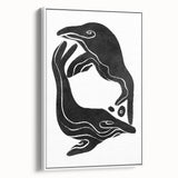 Mid Century Modern Art – Retro Abstract Fish Wall Decor in Black & White