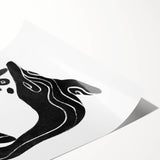 Mid Century Modern Art – Retro Abstract Fish Wall Decor in Black & White