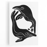 Mid Century Modern Art – Retro Abstract Fish Wall Decor in Black & White