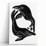 Mid Century Modern Art – Retro Abstract Fish Wall Decor in Black & White