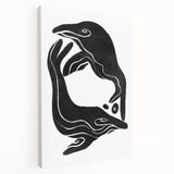 Mid Century Modern Art – Retro Abstract Fish Wall Decor in Black & White