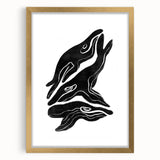 Mid Century Modern Art – Retro Abstract Fish Wall Decor in Black & White