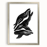 Mid Century Modern Art – Retro Abstract Fish Wall Decor in Black & White