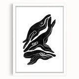 Mid Century Modern Art – Retro Abstract Fish Wall Decor in Black & White