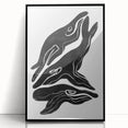 Mid Century Modern Art – Retro Abstract Fish Wall Decor in Black & White
