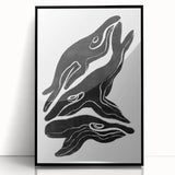 Mid Century Modern Art – Retro Abstract Fish Wall Decor in Black & White