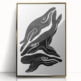 Mid Century Modern Art – Retro Abstract Fish Wall Decor in Black & White