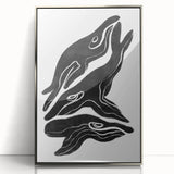 Mid Century Modern Art – Retro Abstract Fish Wall Decor in Black & White