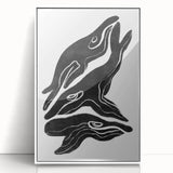 Mid Century Modern Art – Retro Abstract Fish Wall Decor in Black & White