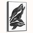 Mid Century Modern Art – Retro Abstract Fish Wall Decor in Black & White