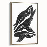 Mid Century Modern Art – Retro Abstract Fish Wall Decor in Black & White